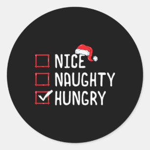 Mooie kerstlijst voor Naughty Hungry Ronde Sticker