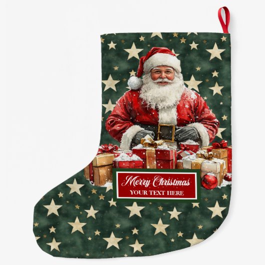 Mooie  kerstman met uw aangepaste naam grote kerstsok (Achterkant)