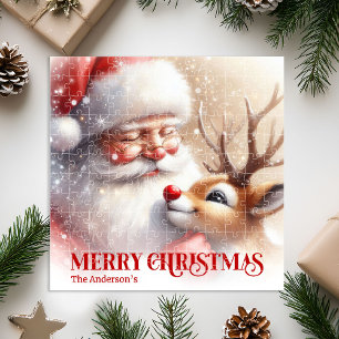 Mooie Kerstman Rudolph Aangepaste Kerstpuzzel voor Legpuzzel