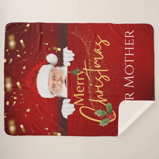 Mooie Kerstman Vrolijk Kerstfeest Custom Text Sherpa Deken (Voorkant (horizontaal))