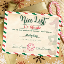 Mooie kerstmannen officiële nice list-certificaat 