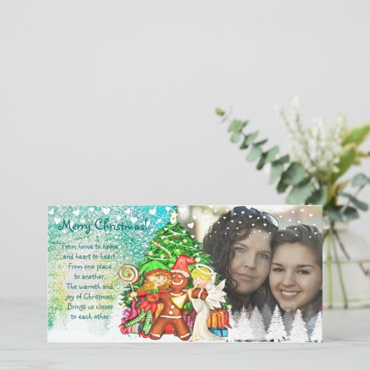 Mooie Kerstmis 100% gepersonaliseerde fotokaarten Feestdagenkaart (Staand voorkant)