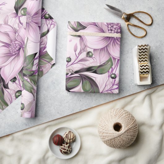 Mooie Kerstmis Bloemen Cadeaupapier (Crafts)