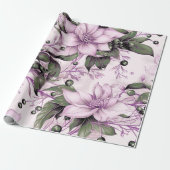 Mooie Kerstmis Bloemen Cadeaupapier (Uitgerold)