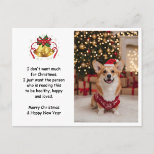 Mooie Kerstmis Corgi Hond Aangepaste Foto Feestdagenkaart