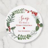 Mooie kerstmis met rode en groene Waterverf Bedankjes Labels (Voorkant)