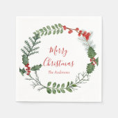 Mooie kerstmis met rode en groene Waterverf Servet (Voorkant)