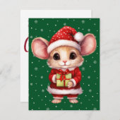 Mooie Kerstmis Muis Kaart (Voorkant / Achterkant)