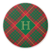 Mooie Kerstmis plaid rood & groen Keramische Knop (Voorkant)