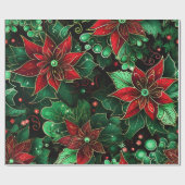 Mooie Kerstmis Poinsettia Cadeaupapier (Vlak)