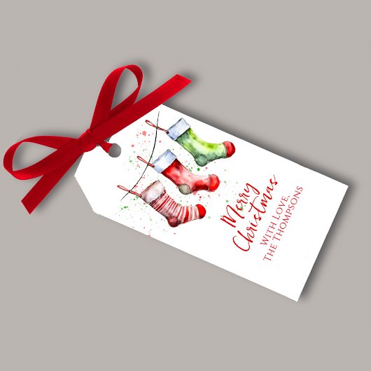Mooie Kerstmis Watercolor Aangepast Cadeaulabel
