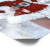 Mooie Kerstmisvrouw over Wintersneeuw Foto Afdruk (Hoek)