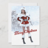 Mooie Kerstmisvrouw over Wintersneeuw Kaart (Achterkant)
