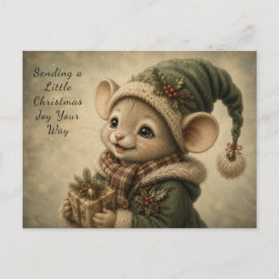 Mooie Kerstmuis met een Cadeau Kerstkaart Feestdagenkaart
