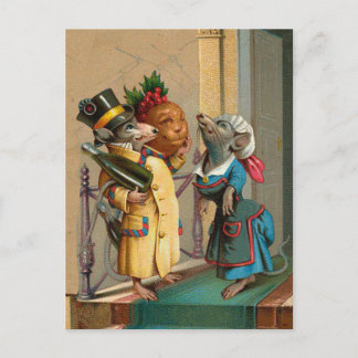 Mooie kerstmuis met Vintage Briefkaart
