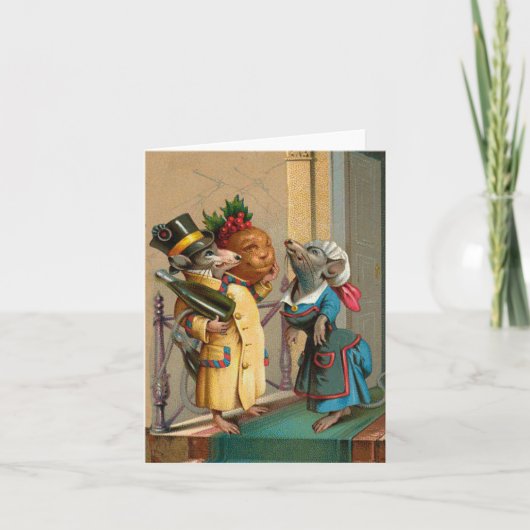 Mooie kerstmuis met Vintage Kaart (Voorkant)