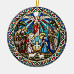 Mooie kerststal Heilige Familie engel Keramisch Ornament