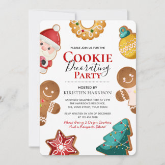 Mooie kerststolparty met kerstkoekjes versieren kaart