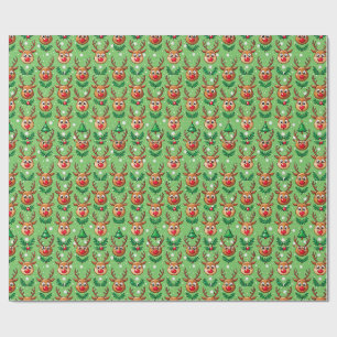 Mooie kerstverpakkings papier–Herten, Bomen & Huls Cadeaupapier