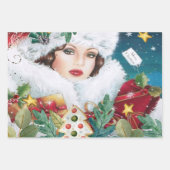  mooie kerstvrouw inpakpapier vel (Voorkant)