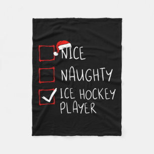 Mooie kerstzant voor Naughty Ice Hockey-speler Fleece Deken