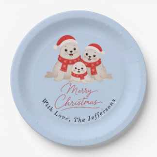 Mooie Kerstzegels Winter Familie Vakantie Aangepas Papieren Bordje