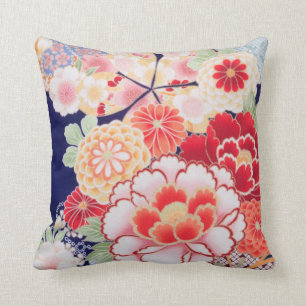 Mooie Kimono Fijne Bloemen Vintage Japanner Kussen