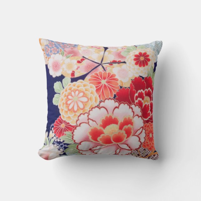 Mooie Kimono Fine Floral  Japans Kussen (Voorkant)