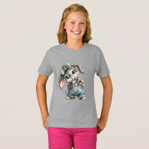 Mooie kinder T-shirt in grijs met een schattige il