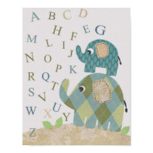 Mooie kinderkamer muur kunst olifant alfabetten