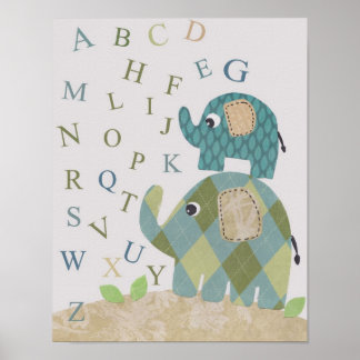 Mooie kinderkamer muur kunst olifant alfabetten poster