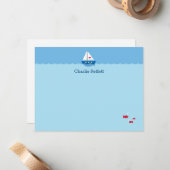 Mooie Kinderzeilboot Notitiekaartje (Voorkant / Achterkant in situ)