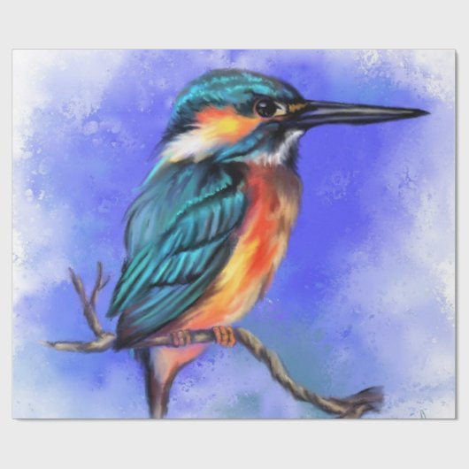 Mooie Kingfisher Bird - Migigly Waterverf Art Cadeaupapier (Vlak)