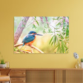 Mooie Kingfisher Bird op een boomarm Canvas Afdruk (Insitu (Woonkamer))