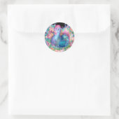 Mooie kip en bloemen ronde sticker (Tas)