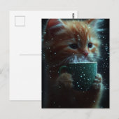 Mooie Kitten Geniet Van Koffie Ansichtkaart Briefkaart (Voorkant / Achterkant)