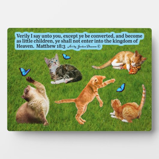 Mooie Kitten Schrift Plaque Matthew 18:3 Fotoplaat (voorkant)
