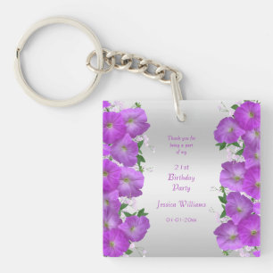 Mooie Klasse Petunia's Bloemige Verjaardag Sleutelhanger