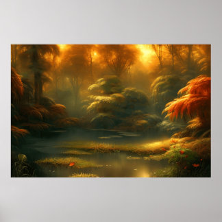 Mooie klassieke serene landschap kleine griepokken poster