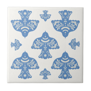 Mooie klassieke volks kunst vogels room wit Blauw Tegeltje