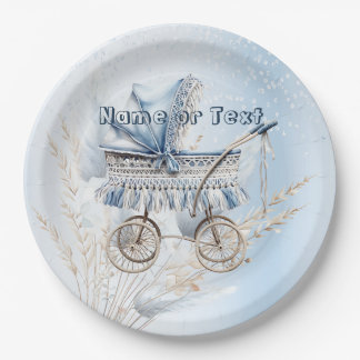 Mooie Klassieke Wandelwagen Blauwe Bloemen Mooie F Papieren Bordje