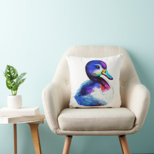 Mooie kleine eend in aquarel kussen