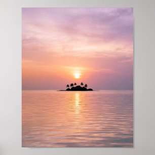 Mooie Kleine Eiland Zonsondergang De Eerste Poster