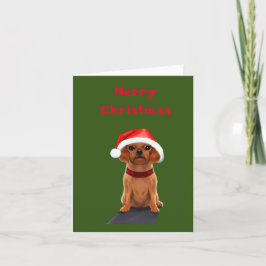 Mooie Kleine Hond met een Kerstman Hoed Blank Kaart