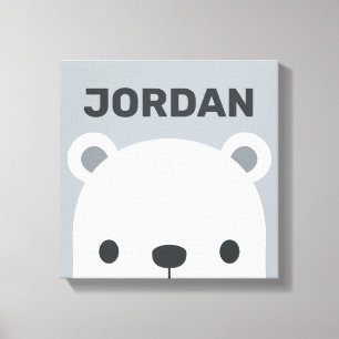 Mooie Kleine Ijsbeer met Gepersonaliseerde Naam Ca Canvas Afdruk