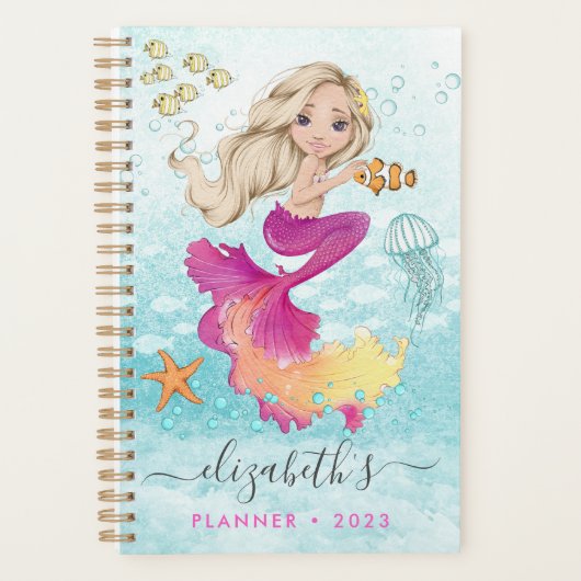 Mooie kleine Mermaid Spiral fotoplanner Planner (Voorkant)