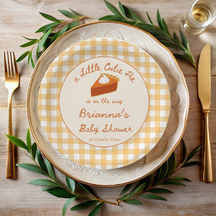 Mooie kleine pompoentaart geruite baby shower papieren bordje