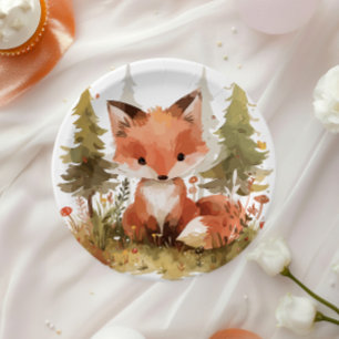 Mooie Kleine Vos Baby Shower Feest Papieren Bord