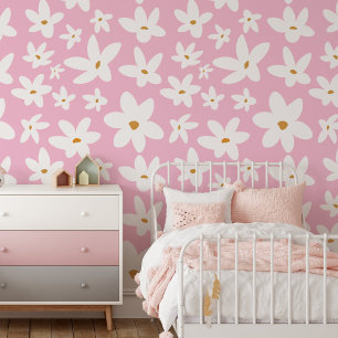 Mooie Kleine Witte Bloem Bloemmotief Behang