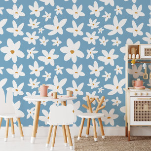 Mooie Kleine Witte Bloem Bloemmotief Behang